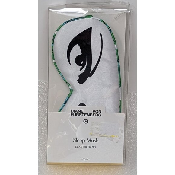 Diane Von Furstenberg Sleep Mask Elastic Band White & Green - Picture 1 of 2